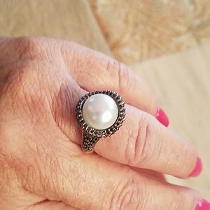 Honora Pearl with black diamonds